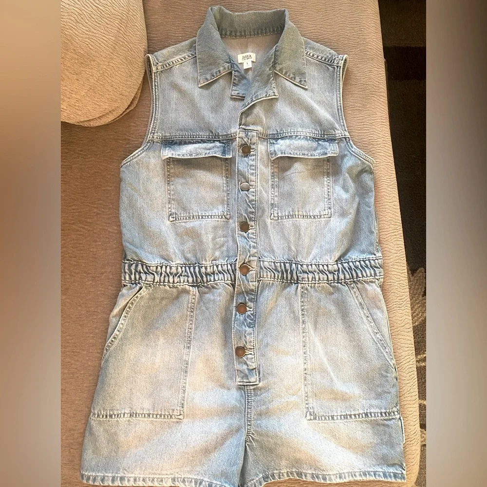 ANA Denim Sleeveless Romper - Size L - EUC